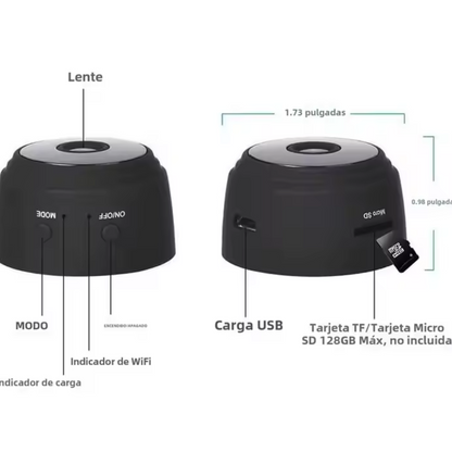 SpyDot™ Cámara espía HD, discreta, portátil y lista para grabar.