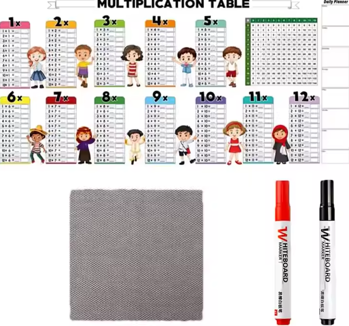 EduCling™ Tabla de multiplicación reutilizable educativa para niños y niñas
